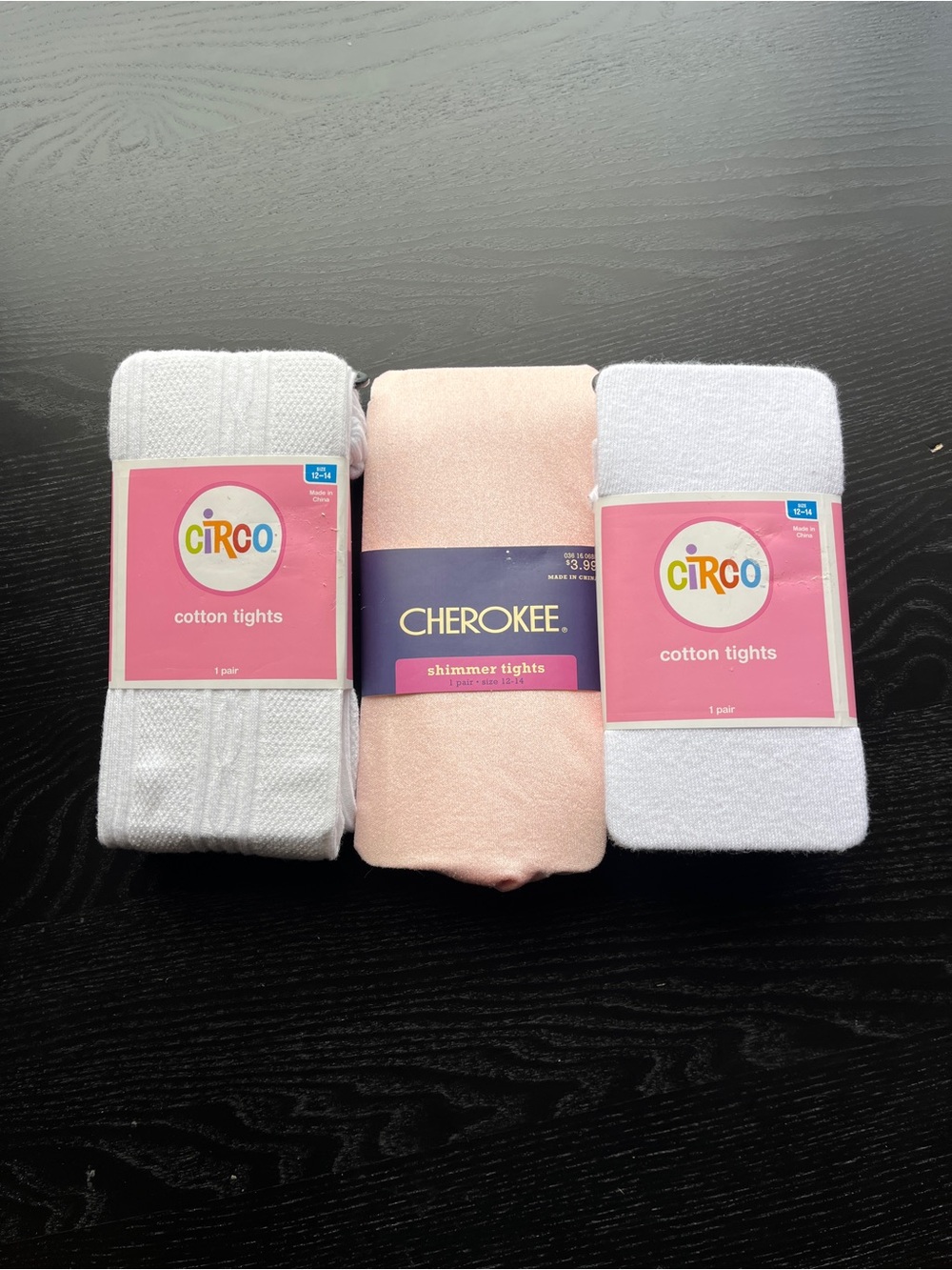 Cherokee & Circo Bundle of 3 Girls Tights (White & Pink)